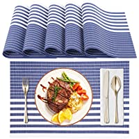 Amazon Brand - Eono Juego de 6 Manteles Individuales con PVC- Resistentes al Calor- Antiincrustantes y Lavables
